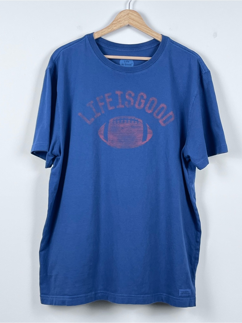 Life Is Good Women's 100% Cotton Graphic Print Football Themed Tee Shirt Size L